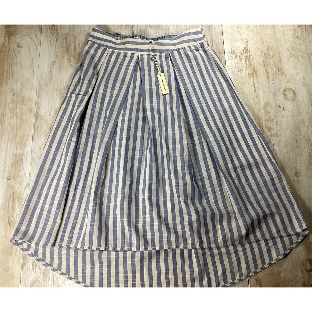 New With Tags‎ High Low Blue And White Striped Nautical Skirt Women's Medium